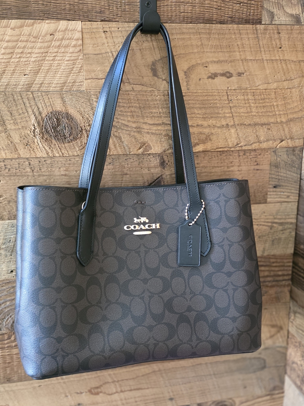 Coach Dark Brown/Black Signature Logo Tote
